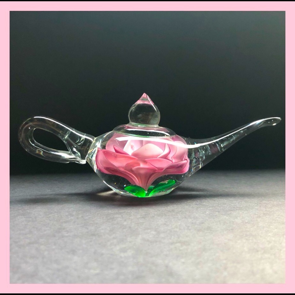 Beautiful Glass Lamp with Rose Inside